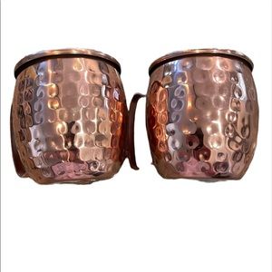 Moscow Mule Copper Mugs Set 2 Cocktail Bar Barware Alcoholic Beverage Chill Cups
